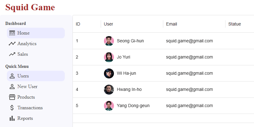 Squid Game CMS