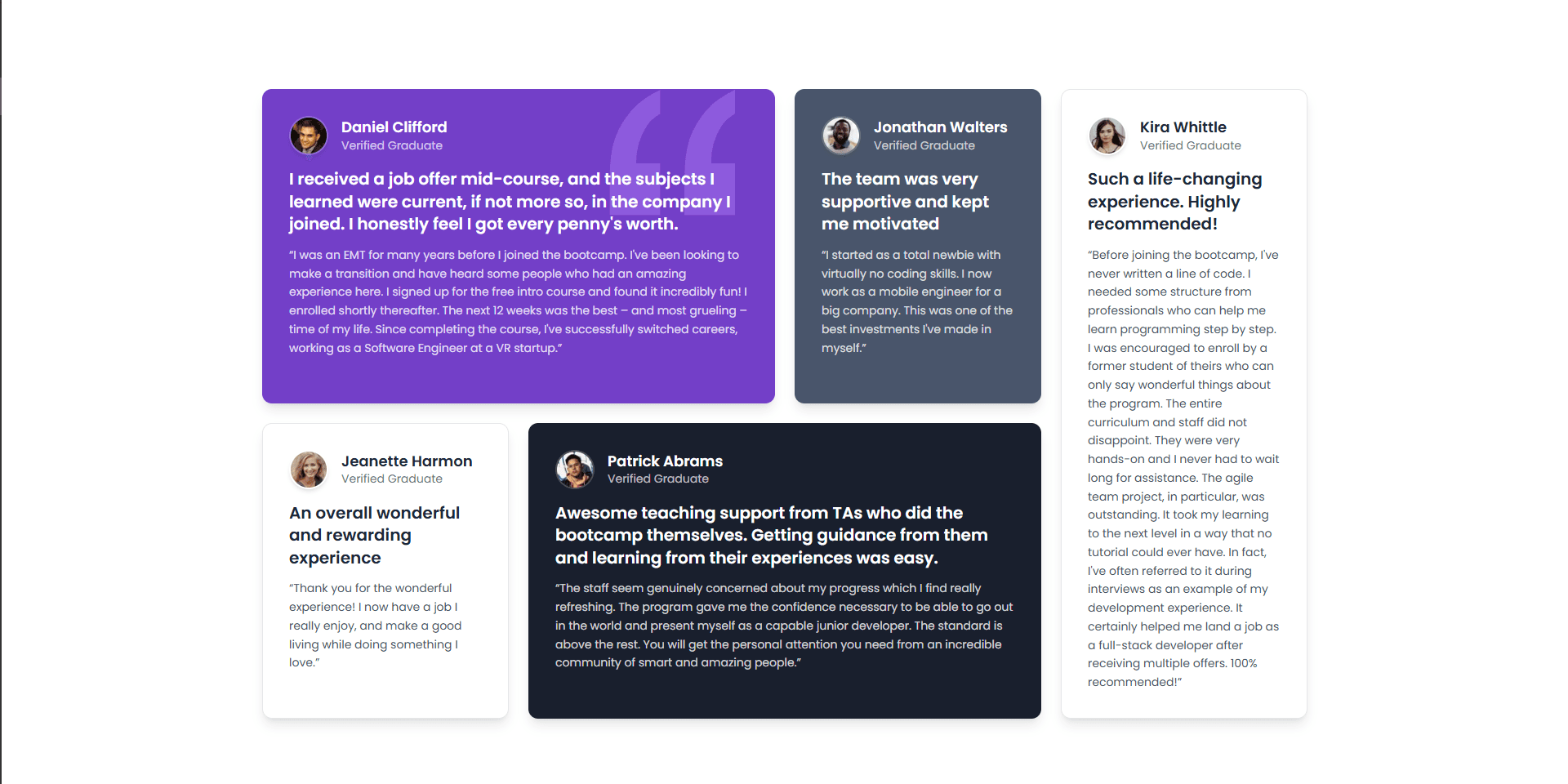 Testimonials Grid Section